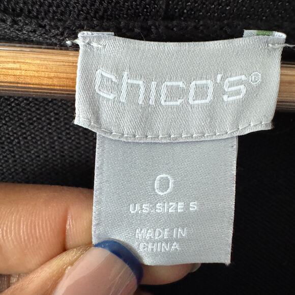 Chicos Sweater Womens S Black Embroidered Floral Bell Sleeve Whimsigoth Cardigan - Picture 4 of 12